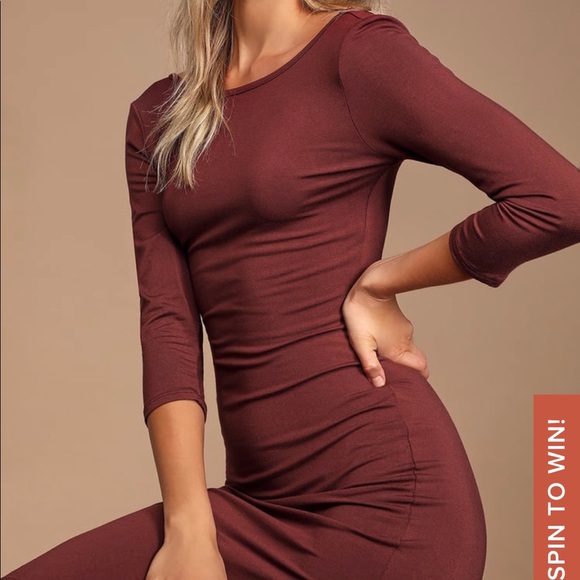 SOLD-LuLus Elegant Artistry Burgundy Bodycon Dress - Picture 2 of 9